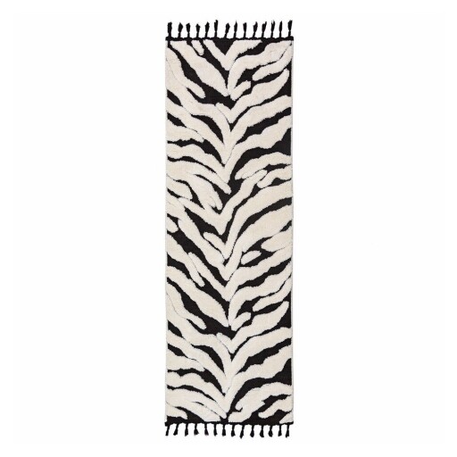 Covor tip traversă alb-negru 80x300 cm Esra Zebra – Flair Rugs