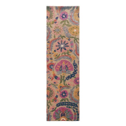 Covor tip traversă țesut manual din lână 80x300 cm Amira Floral – Flair Rugs