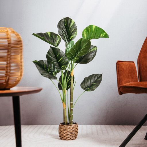 Planta artificiala B2 Difenbachia, Homla, 110 cm, plastic, verde/bej