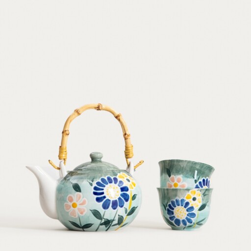 Set ceainic cu 2 cesti Limite, Homla, 820 ml, ceramica, multicolor