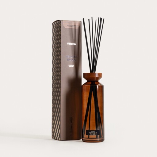 Difuzor de parfum cu betisoare Woody Blend, Homla, 500 ml, sticla, maro