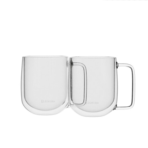 Set 2 cani sticla, cu perete dublu, 350ml - Zokura