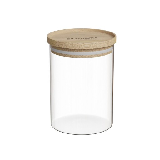 Recipient sticla, Ø9,5cm, 700ml, Cu capac din bambus - Zokura