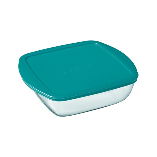 Caserola patrata, cu capac, sticla termorezistenta, 25x22cm/2,2L, "Cook&amp;Store", Blue - Pyrex