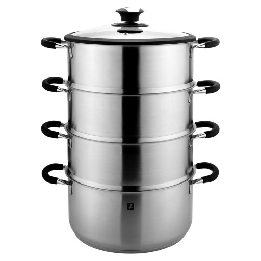 Set 5 piese pentru gatit la aburi, inox, 28cm/7,6L - Zokura