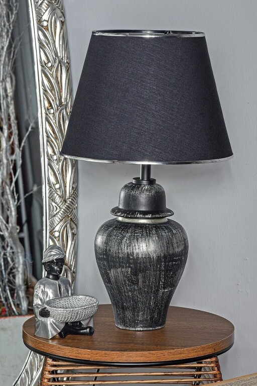 Lampa de masa, Opviq, 687HMY2117, Negru/Argintiu