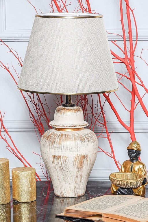 Lampa de masa, Opviq, 687HMY2118, Crem / Aur