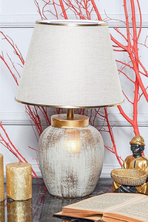 Lampa de masa, Opviq, 687HMY2119, Crem / Aur