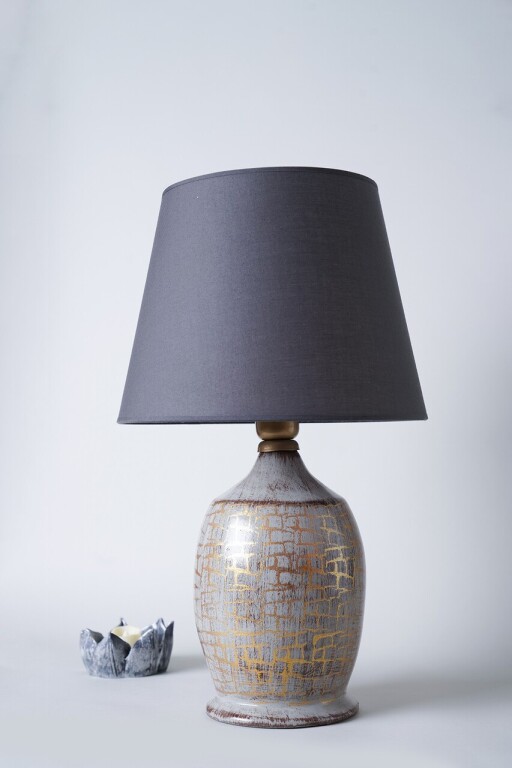 Lampa de masa, Opviq, 687HMY2238, Gri / Auriu
