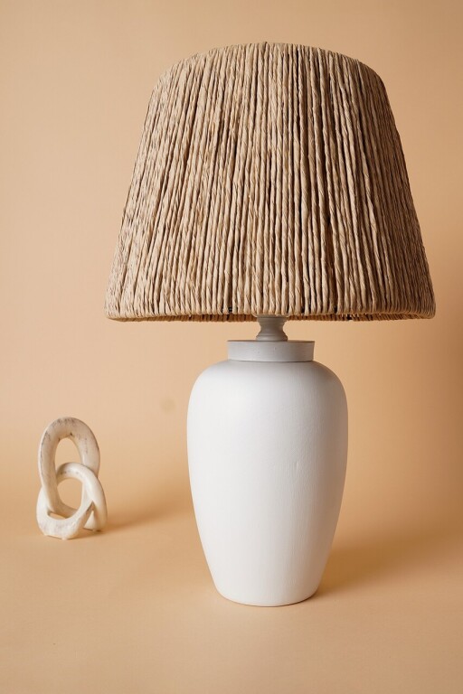 Lampa de masa, Opviq, 687HMY2299, Alb / Stejar