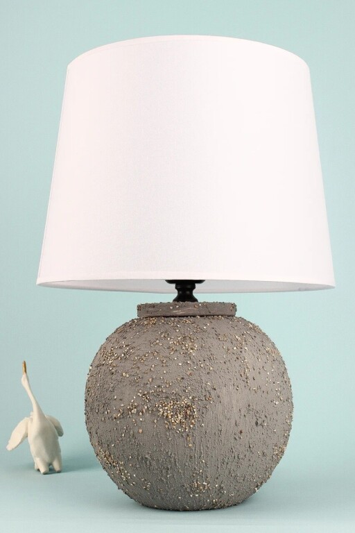 Lampa de masa, Opviq, 687HMY2410, Gri/Alb