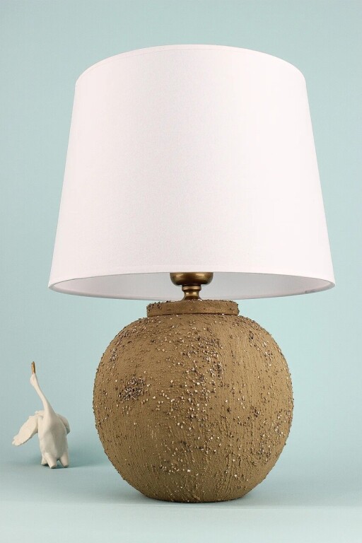 Lampa de masa, Opviq, 687HMY2411, Muștar / Alb