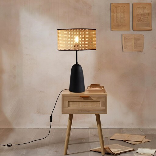 Lampa de masa, Opviq, 780SGN4646, Bej/Negru