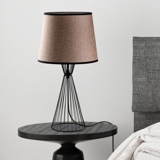 Lampa de masa, Opviq, 892OPV2496, Negru / Maro deschis