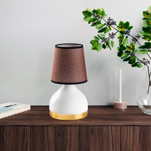Lampa de masa, Opviq, 892OPV2561, Alb/Maro