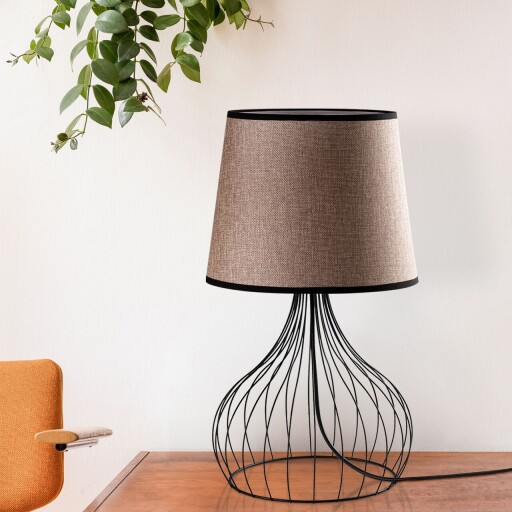 Lampa de masa, Opviq, 892OPV2570, Negru / Maro deschis
