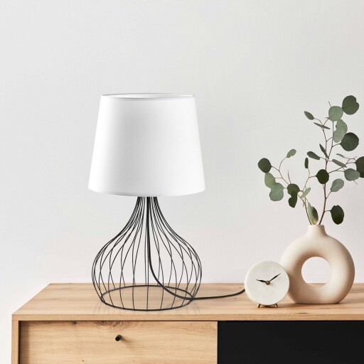Lampa de masa, Opviq, 892OPV2571, Alb/Negru