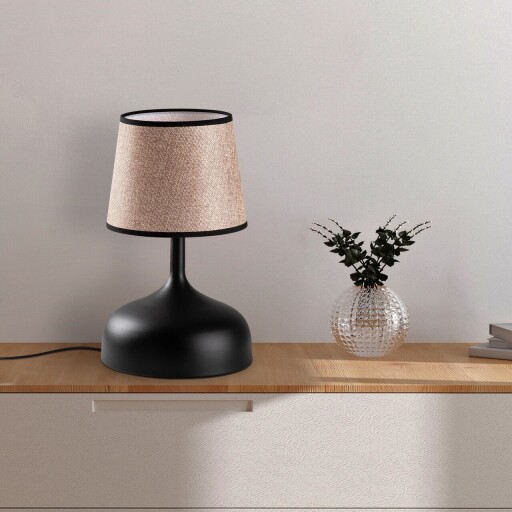 Lampa de masa, Opviq, 892OPV2607, Negru/Bej