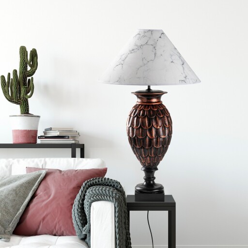Lampa de masa, Opviq, 897TNL1107, Maro/Alb