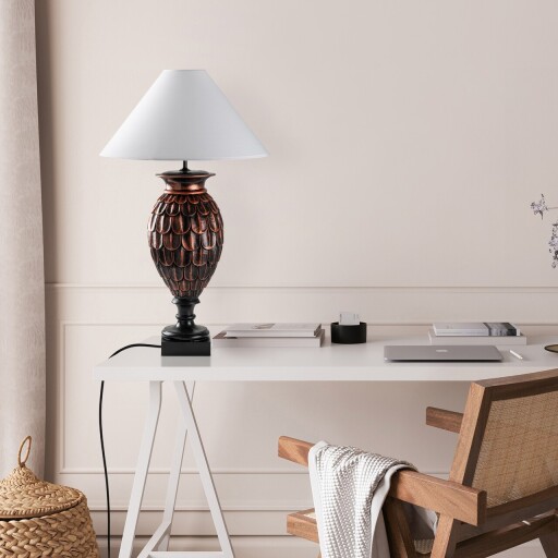 Lampa de masa, Opviq, 897TNL1110, Maro/Alb
