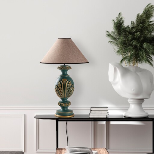 Lampa de masa, Opviq, 897TNL1114, Verde / Maro deschis