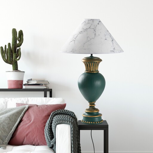 Lampa de masa, Opviq, 897TNL1117, Verde/Alb