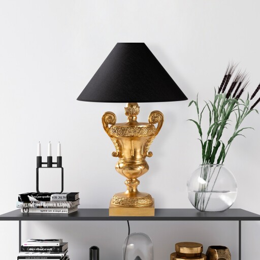 Lampa de masa, Opviq, 897TNL1121, Aur/Negru
