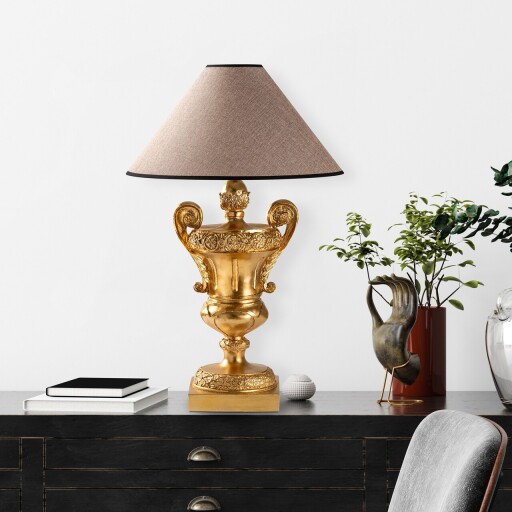 Lampa de masa, Opviq, 897TNL1124, Auriu / Maro deschis