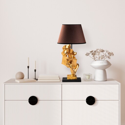 Lampa de masa, Opviq, 897TNL1127, Auriu/Maro