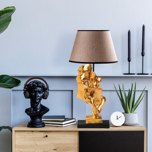 Lampa de masa, Opviq, 897TNL1128, Auriu / Maro deschis