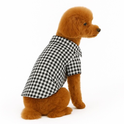 Hanorac pentru câini, Paws &amp; Whiskers, Blackcheckered Shirt, Alb/Negru