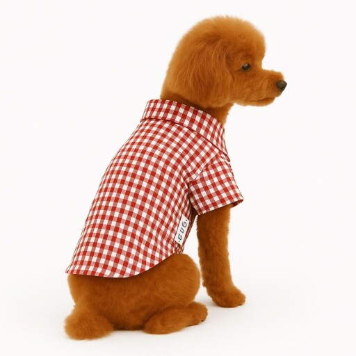Hanorac pentru câini, Paws &amp; Whiskers, Redcheckered Shirt, Rosu/Alb