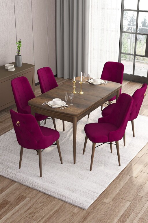 Set masa extensibila si scaune, Hanah Home, Are, Baroc / Damasc
