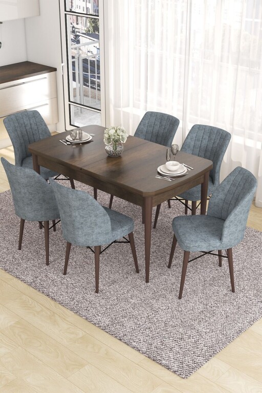Set masa extensibila si scaune, Hanah Home, Eva, Baroc / Gri