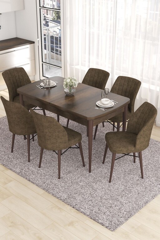 Set masa extensibila si scaune, Hanah Home, Eva, Baroc / Maro