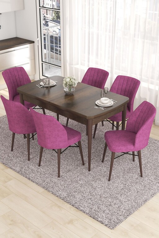 Set masa extensibila si scaune, Hanah Home, Eva, Baroc / Mov