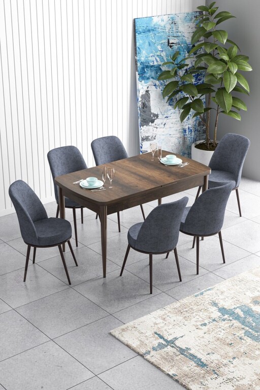 Set masa extensibila si scaune, Hanah Home, Han, Baroc / Fumuriu