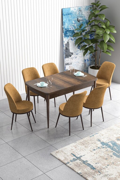 Set masa extensibila si scaune, Hanah Home, Han, Baroc / Cappuccino