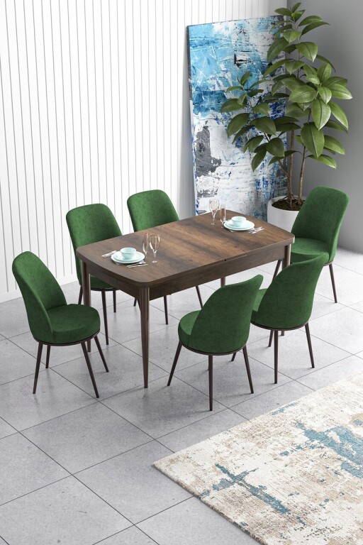 Set masa extensibila si scaune, Hanah Home, Han, Baroc / Kaki