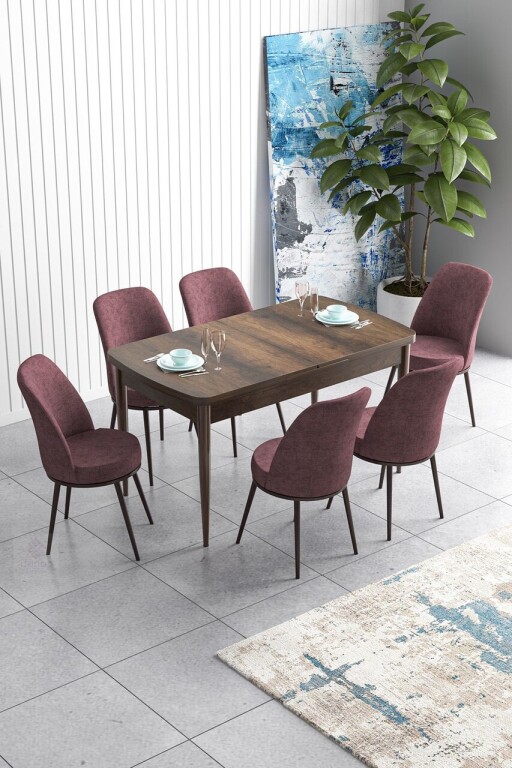 Set masa extensibila si scaune, Hanah Home, Han, Baroc / Roz Păfuit