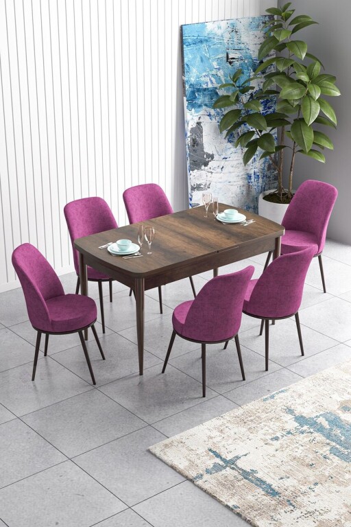 Set masa extensibila si scaune, Hanah Home, Han, Baroc / Mov