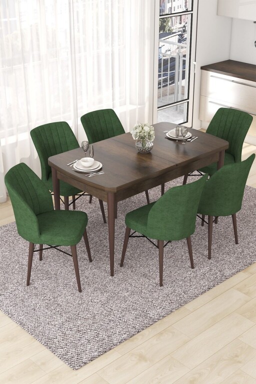 Set masa extensibila si scaune, Hanah Home, Nef, Baroc / Kaki