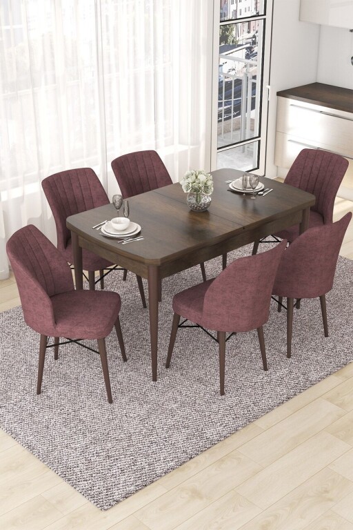 Set masa extensibila si scaune, Hanah Home, Nef, Baroc / Roz Păfuit