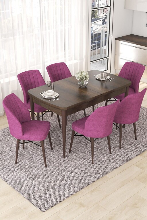 Set masa extensibila si scaune, Hanah Home, Nef, Baroc / Mov