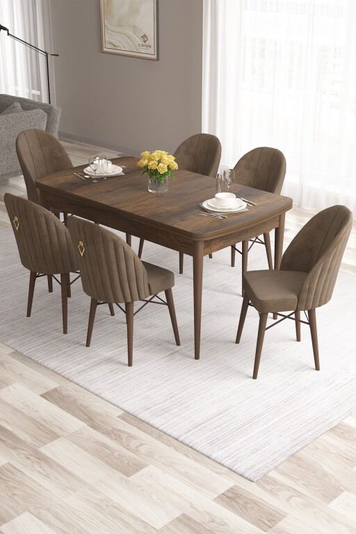 Set masa extensibila si scaune, Hanah Home, Roz, Baroc / Maro
