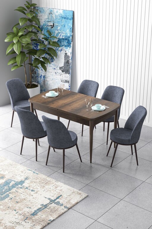 Set masa extensibila si scaune, Hanah Home, Zen, Baroc / Fumuriu