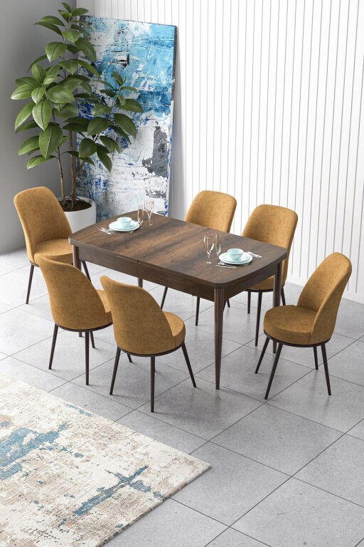 Set masa extensibila si scaune, Hanah Home, Zen, Baroc / Cappuccino