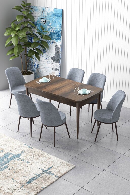 Set masa extensibila si scaune, Hanah Home, Zen, Baroc / Gri
