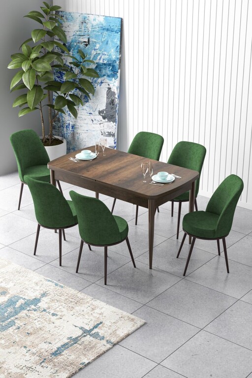Set masa extensibila si scaune, Hanah Home, Zen, Baroc / Kaki