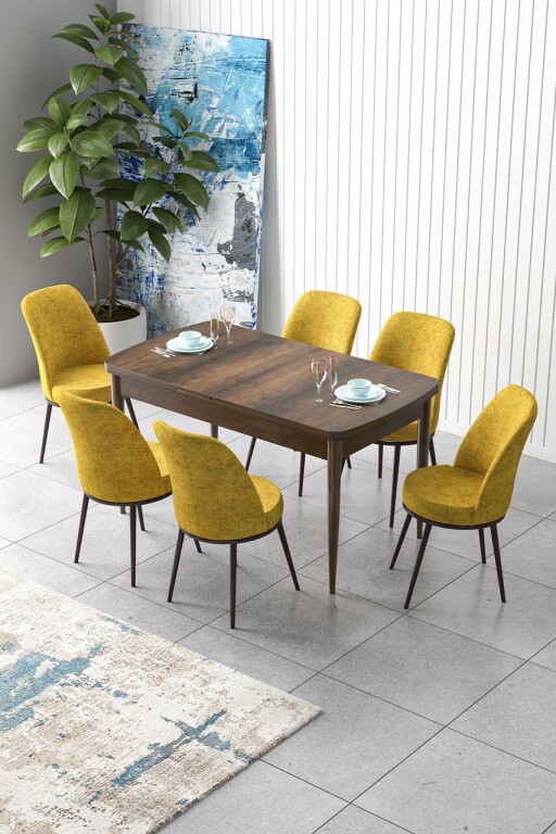 Set masa extensibila si scaune, Hanah Home, Zen, Baroc / Muștar